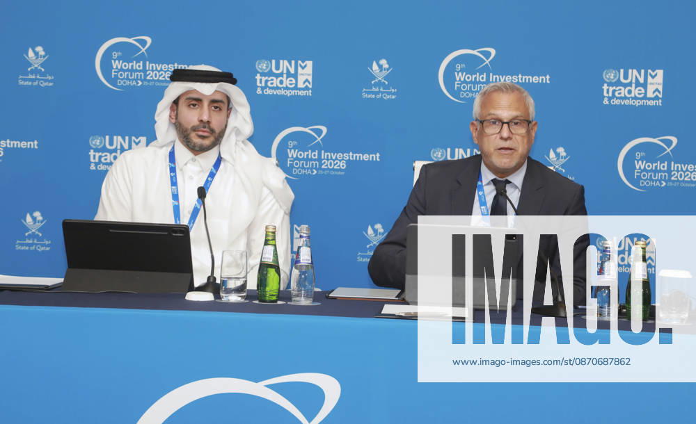 Doha Qatar World Investment Forum Speakers participate in a panel discussion on investment priorities during the World Investment Forum in Doha, Qatar, on October 25, 2026. The international conference brings together policymakers, investors and business representatives to examine investment challenges, emerging opportunities and strategies for sustainable economic development. Doha Baladiyat ad Dawhah Qatar