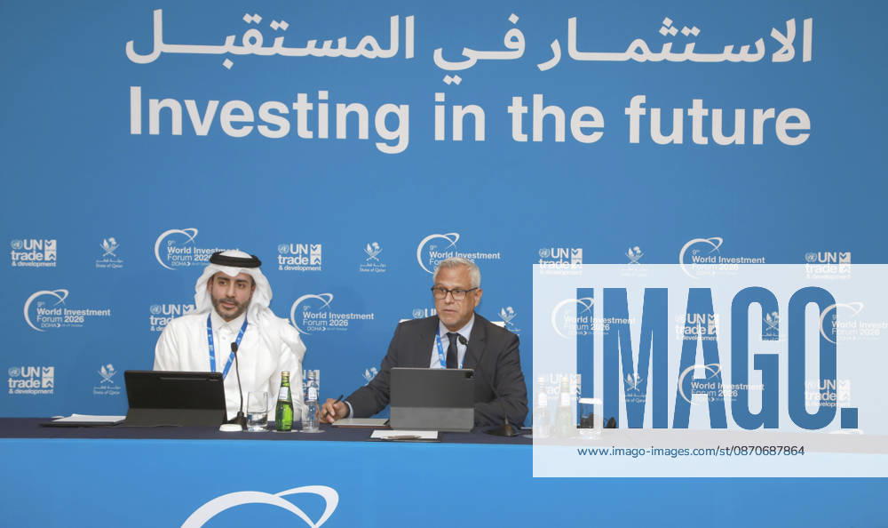 Doha Qatar World Investment Forum Speakers participate in a panel discussion on investment priorities during the World Investment Forum in Doha, Qatar, on October 25, 2026. The international conference brings together policymakers, investors and business representatives to examine investment challenges, emerging opportunities and strategies for sustainable economic development. Doha Baladiyat ad Dawhah Qatar