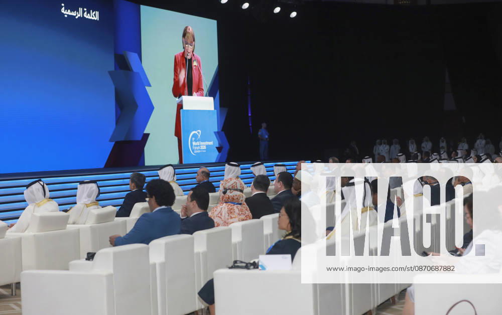 Doha Qatar World Investment Forum Rebeca Grynspan, UNCTAD Secretary-General, delivers remarks at a podium during the World Investment Forum in Doha, Qatar, on October 25, 2026. The ninth World Investment Forum, organized by UN Trade and Development (UNCTAD) and hosted by Qatar from October 25 to 27 under the theme Investing in the Future, brings together government officials, investors and business leaders to discuss international investment, sustainable development and economic resilience. Doha Baladiyat ad Dawhah Qatar