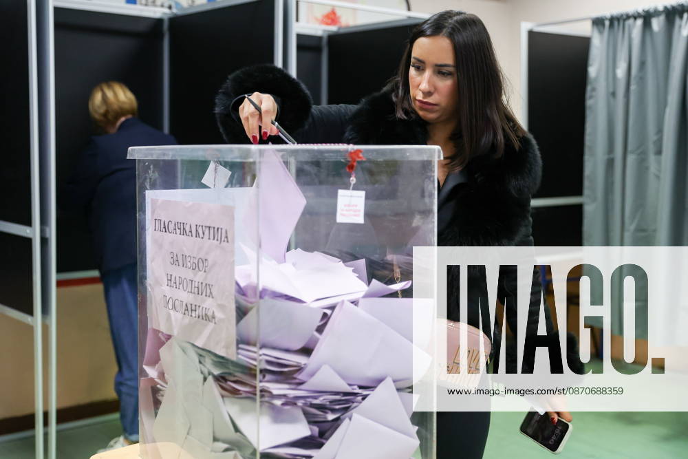 SERBIA, BELGRADE - OCTOBER 25, 2026: A woman casts her ballot at a polling station during the 2026 Serbian parliamentary election. On 25 October, the Serbs went to the polls to elect members of the country s unicameral parliament, Narodna Skupshtina. Alexander Ryumin TASS 99953847