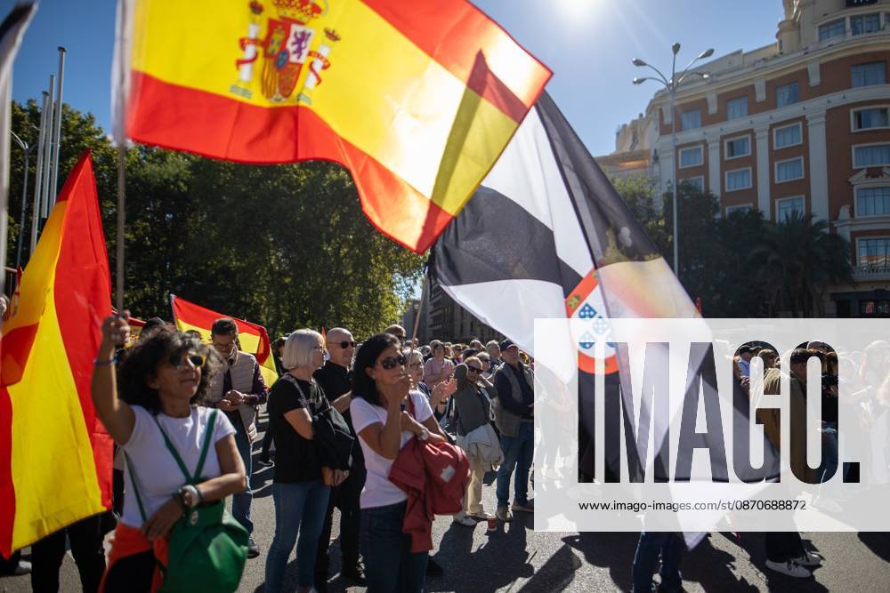 Women wave flags of Spain and Ceuta..Thousands of people in Madrid have rallied in support of the demands made by women from Ceuta known locally as caballas who are calling for a return to normalcy in the autonomous city. Madrid Spain - ZUMAs197 20261025_aaa_s197_118