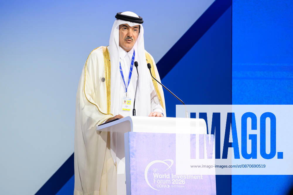 Ahmad bin Mohammed Al Sayed, Minister of State for Foreign Trade of Qatar, speaks during the opening ceremony of the 9th World Investment Forum (WIF 2026). The three-day summit, organized by United Nations Conference on Trade and Development Doha Qatar - ZUMAs197 20261025_aaa_s197_139