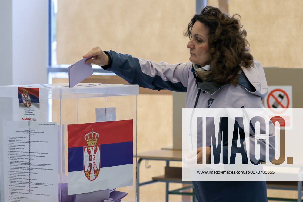 SERBIA, BELGRADE - OCTOBER 25, 2026: A woman casts her ballot at a polling station during the 2026 Serbian parliamentary election. On 25 October, the Serbs went to the polls to elect members of the country s unicameral parliament, Narodna Skupshtina Belgrade Serbia - ZUMAt113 20261025_zaa_t113_053