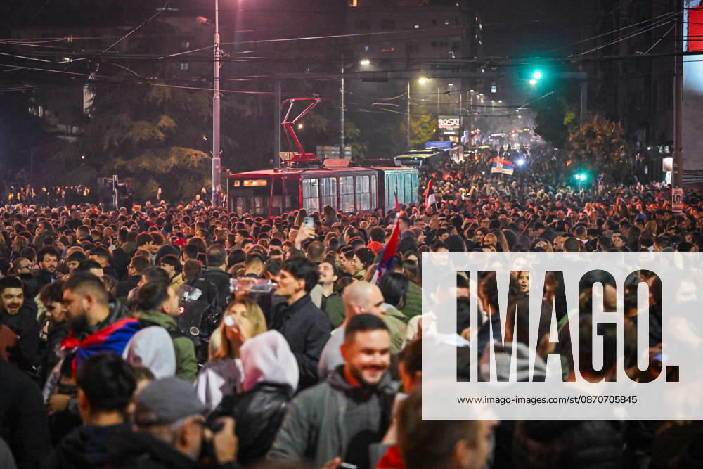 Citywide euphoria breaks out in Belgrade as former president Aleksandar VuÄÂiÄ¡ admits defeat on the night of the Serbian elections on 25 October, 2026 Belgrade Serbia - ZUMAa256 20261025_zip_a256_034