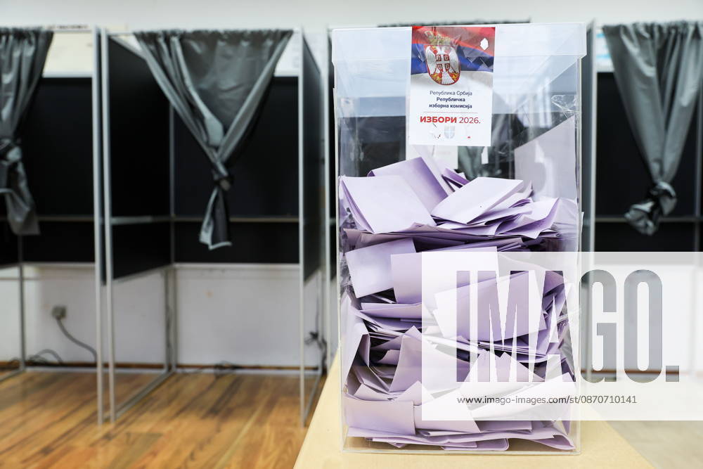 SERBIA, BELGRADE - OCTOBER 25, 2026: A ballot box is seen at a polling station during the 2026 Serbian parliamentary election. On 25 October, the Serbs went to the polls to elect members of the country s unicameral parliament, Narodna Skupshtina Belgrade Serbia - ZUMAt113 20261025_zaa_t113_354
