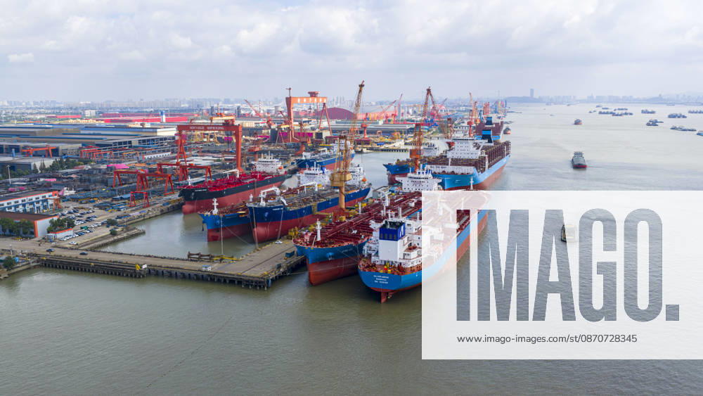 Shipbuilding TAIZHOU, CHINA - OCTOBER 25, 2026 - Multiple large vessels are under construction at Jiangsu New Yangtze Shipbuilding Co., Ltd. in Taizhou, Jiangsu Province, China on October 25, 2026. Taizhou Jiangsu China