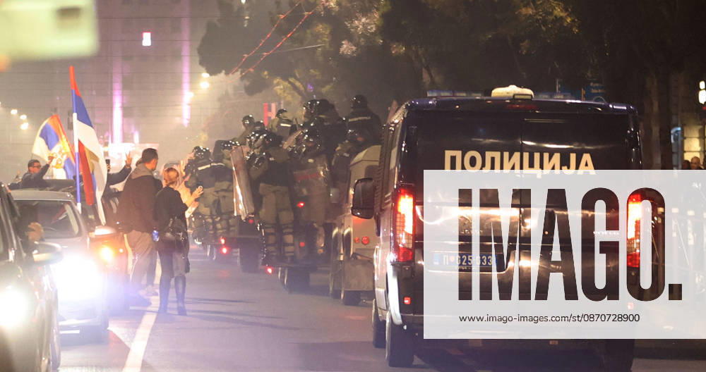 Belgrade(Serbia) Politics Life Reactions after the election results The fall of regime after 14 years and the change of authorities government Police cars in retreation