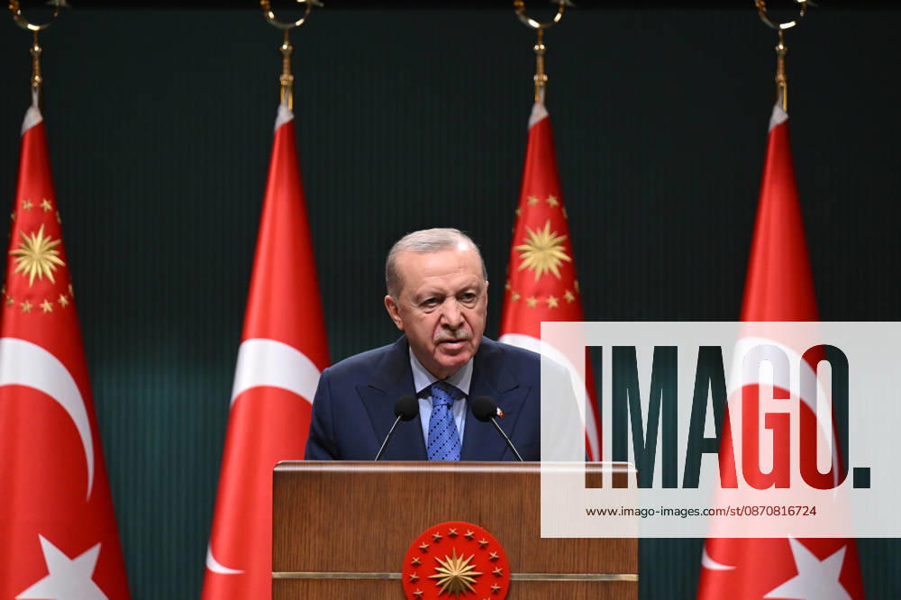 Turkish President Recep Tayyip Erdogan ANKARA, TURKIYE - OCTOBER 26: Turkish President Recep Tayyip Erdogan delivers a statement to members of the press following the Presidential Cabinet Meeting held under his chairmanship at the Presidential Complex in Ankara, Turkiye on October 26, 2026. Mehmet Ali Ozcan Anadolu Ankara Turkey. Editorial use only. Please get in touch for any other usage.