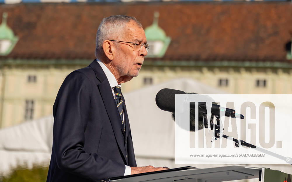 Official celebrations for Austria’s National Day 2026 Oath-taking ceremony during the official celebrations for National Day 2026 at Heldenplatz in Vienna, Austria. Image shows Alexander Sascha Van der Bellen, Federal President of the Republic of Austria, in Vienna at Heldenplatz, Vienna, Austria