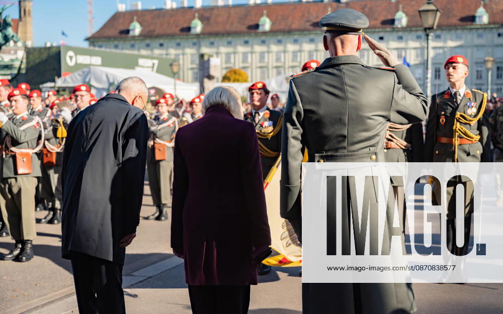 Official celebrations for Austria’s National Day 2026 Wreath-laying ceremony during the official celebrations on National Day 2026 at the outer castle gate on Heldenplatz in Vienna, Austria. The photo shows Alexander Sascha Van der Bell