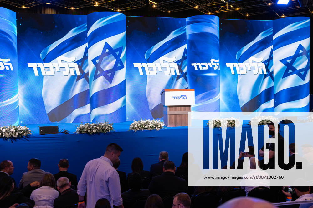Israel, Jerusalem, October 27–28, 2026: Scenes from the election party of the Likud Party led by incumbent Prime Minister Benjamin Netanyahu. There was a long wait for Bibi to appear; he didn’t take the stage until around 3:15 a.m.