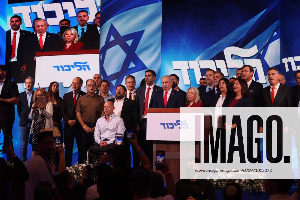 WEST JERUSALEM, OCTOBER 28, 2026: Israeli Prime Minister and Likud party leader Benjamin Netanyahu addresses supporters at the partys election headquarters in West Jerusalem following the release of exit polls and preliminary results from Israels parliamentary elections held on October 27. West Jerusalem Israel - ZUMAq101 20261028_zna_q101_019