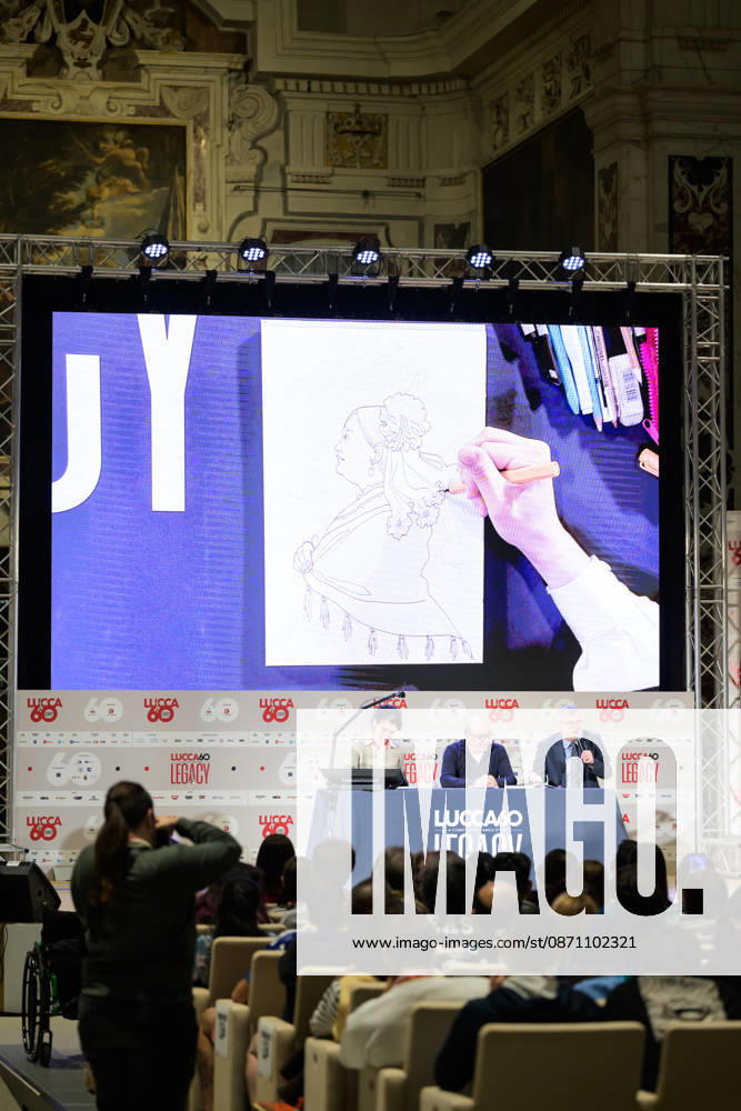 Alessandro Barbero, alongside co-authors Davide Savelli and Iris Biasio, presents Garribaldi. The British Tour, his first comic book published by Rizzoli Lizard, at the 60th edition of Lucca Comics & Games, Lucca, October 28, 2026. Lucca Italy - ZUMAa289 20261028_zia_a289_283