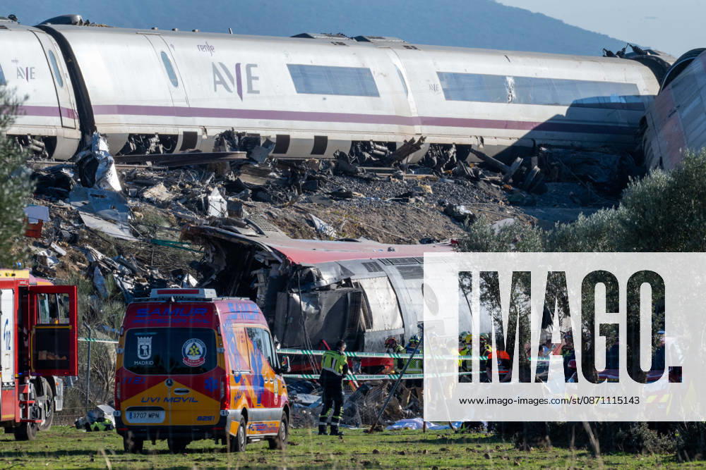October 28, 2026, Urda, Toledo, Spain: October 28, 2026, Urda, Toledo, Spain: At least 68 people have died and dozens more were injured after two high-speed passenger trains collided near Urda station in the province of Toledo on Wednesday morning, regional authorities confirmed. The catastrophe occurred at approximately 08:53 AM when a state-owned Renfe AVE train struck the rear of a stationary train operated by private carrier Iryo. More than 500 passengers were on board both convoys, which were traveling along the Madrid-Andalusia high-speed corridor. Spanish Transport Minister ü scar Puente stated that the collision followed a safety system failure, after which an inexplicable order was issued - ZUMAd308 20261028_zsp_d308_170
