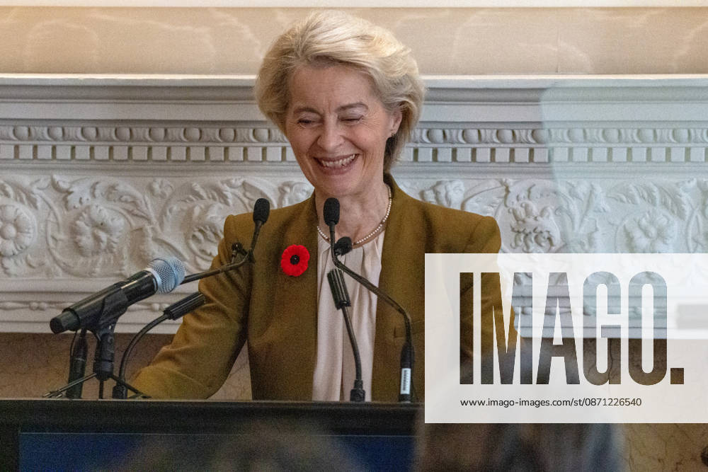 European Commission President Ursula von der Leyen speaks during her participation in the Canada-European Union (EU) Summit in Montreal, Canada 29 October 2026. Von der Leyen pressed her proposal for Canada to become the first associated member of the European Union—a designation to which several member states, led by Germany, have raised objections during the bilateral summit taking place in Montreal. Von der Leyen pushes for Canada to become an associate member of the EU, despite objections !ACHTUNG: NUR REDAKTIONELLE NUTZUNG!
