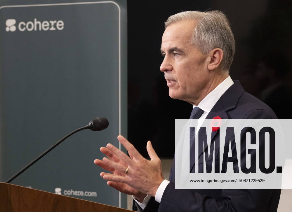 Prime Minister Mark Carney announces an investment of up to .6 billion in Canadian AI company Cohere, in Montreal on Thursday, Oct. 29, 2026. Montreal CANADA - ZUMAc35_ 20261029_zaf_c35_024