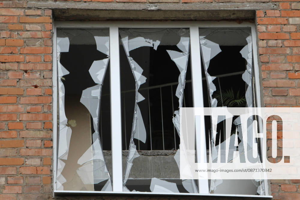 A window in an apartment block on Oleksandra Polia Avenue is damaged by a Russian drone strike in Dnipro, Ukraine, on October 30, 2026. The Russian attack damaged at least five residential high-rise buildings and a school. More than 300 windows were shattered in the strike. (Photo by Mykola Miakshykov Ukrinform) Russian attack damages residential buildings and school in Dnipro