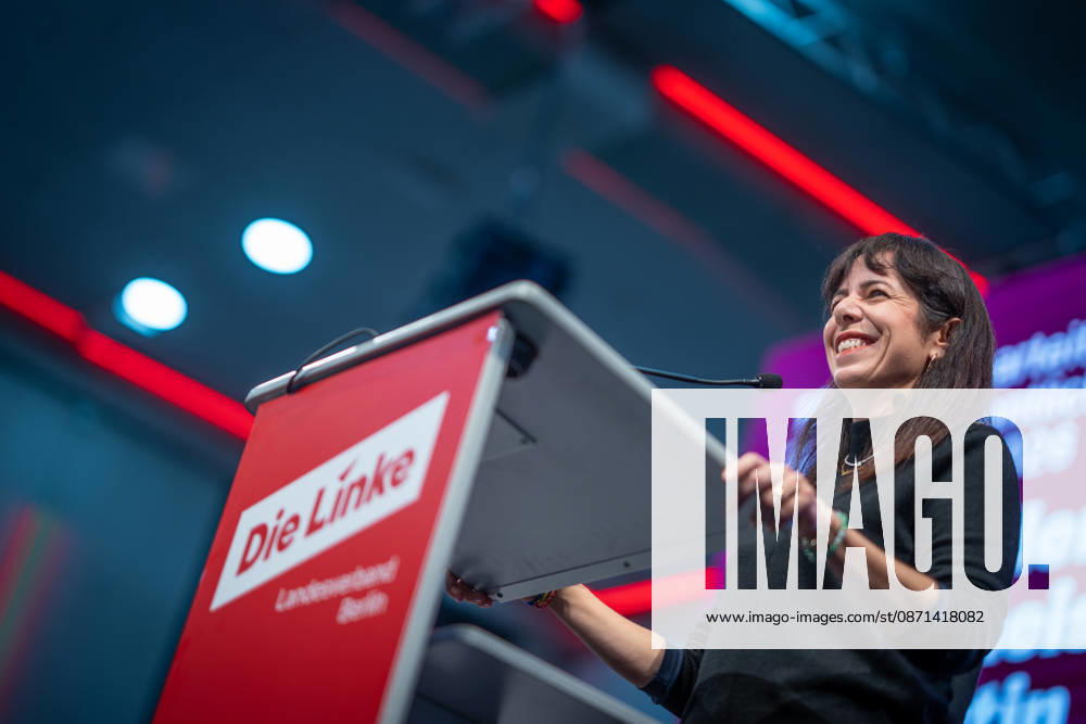 Elif Eralp, of The Left, a potential future governing mayor, delivers a speech at The Left’s special state party convention to decide on whether to begin coalition negotiations in Berlin, Berlin, Germany, Dong Xuan Center
