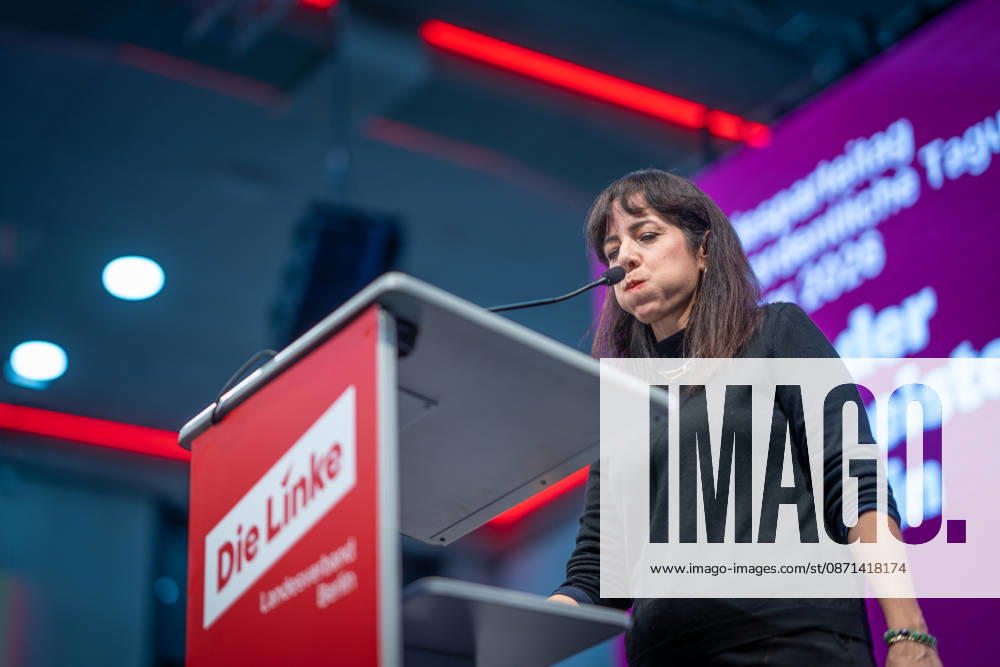 Elif Eralp, of The Left, a potential future governing mayor, delivers a speech at The Left’s special state party convention to decide on whether to begin coalition negotiations in Berlin, Berlin, Germany, Dong Xuan Center