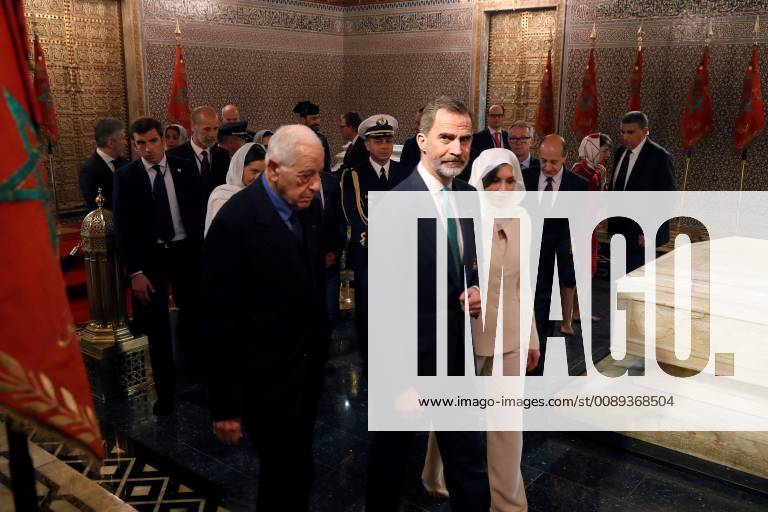 Spain s King Felipe VI (C-R) and Queen Letizia (C), attend a wreath ceremony at Mausoleum of Mohammed V and King Hassan II in Rabat, Morocco, 14 February 2019. Spanish Royal Couple is on a state visit in the country. King and Queen of Spain visit Morocco !ACHTUNG: NUR REDAKTIONELLE NUTZUNG!