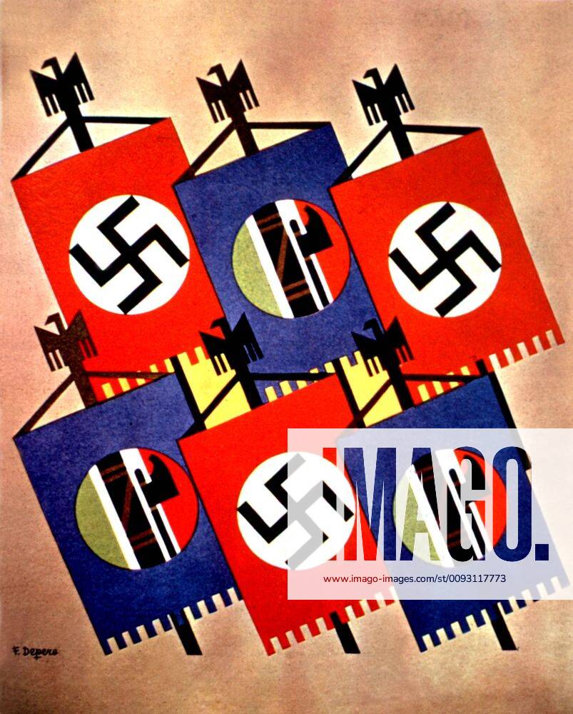 Drawing by F. Depero, the Rome-Berlin axis (1936) Drawing by F. Depero, the Rome-Berlin axis 1936 Italy