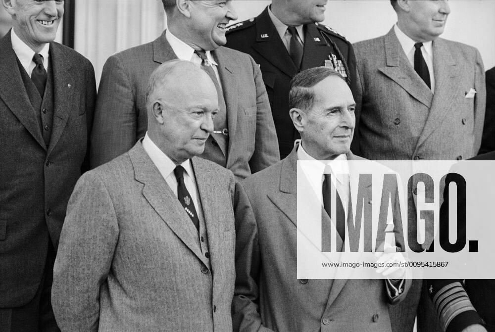 U.S. President Dwight Eisenhower with General Douglas MacArthur, Half-Length Portrait, Washington, D.C., USA, photograph by Thomas J. O Halloran, 1956