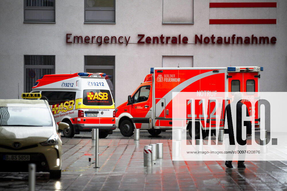 Ambulance in front of the entrance of the emergency room of the Charite in Berlin on 2 March 2020 Charite in Berlin