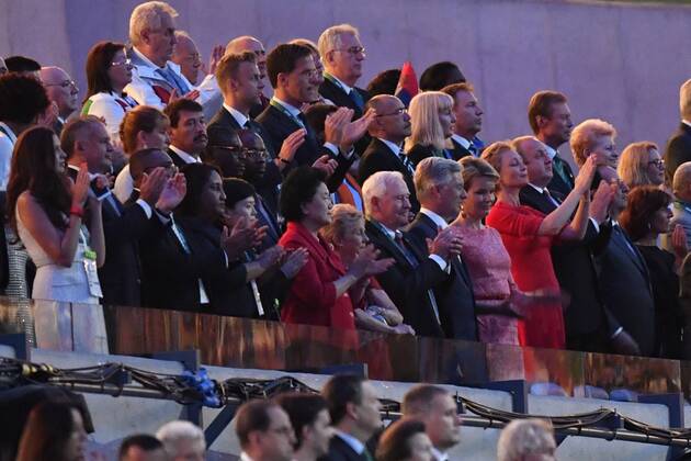 King Philippe - Filip of Belgium and Queen Mathilde of Belgium pictured during the opening ceremony for the 2016 Olympic Games Olympische Spiele Olympia OS in Rio, Brazil, Friday 05 August 2016. DIRKxWAEM x04904692x