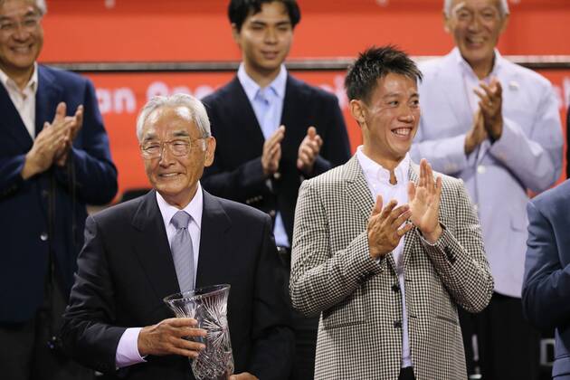(L-R) Masaaki Morita, Kei Nishikori, OCTOBER 4, 2016 - Tennis : Rakuten Japan Open Tennis Championships 2016 at Ariake Coliseum, Tokyo, Japan. Noxthirdxpartyxsales  (xjwa008464)