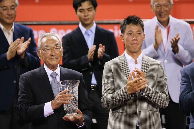 (L-R) Masaaki Morita, Kei Nishikori, OCTOBER 4, 2016 - Tennis : Rakuten Japan Open Tennis Championships 2016 at Ariake Coliseum, Tokyo, Japan. Noxthirdxpartyxsales  (xjwa008466)