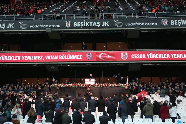 Turkish President Recep Tayyip Erdogan speaks before a friendly football match held for the martyrs killed on the recent terror attacks in Turkey, at Vodafone Arena in Istanbul, Turkey on December 22, 2016. Foreign and Turkish footballers from Turkish Spor Toto Super League s 18 team, compete at the friendly match and the income of the match will be donated to relatives of the martyrs. Copyright: TolgaxAdanali 15587357
