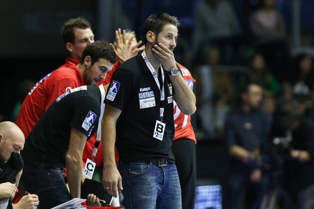 Trainer Bennet Wiegert (SC Magdeburg) - Handball Bundesliga Saison 2017-2018 Punktspiel SC Magdeburg vs. TSV GWD Minden in der GETEC Arena in Magdeburg - Deutschland, Handball, Mann, Maenner,24.09.2017