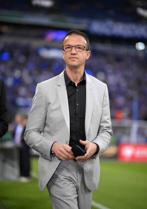 18 04 2018 Football DFB Pokal 2017 2018 Semifinals FC Schalke 04 Eintracht Frankfurt in the Veltins Arena on Schalke Sport Director Fredi Bobic Frankfurt pensive