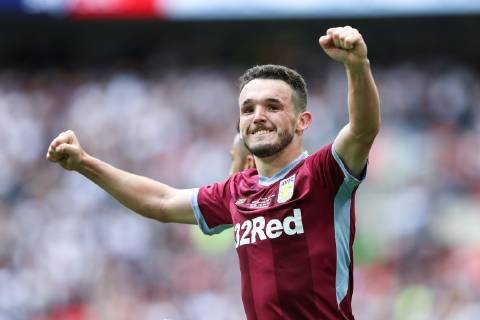 John McGinn of Aston Villa celebrates scoring the second goal of the game during the Sky Bet Championship match at Wembley Stadium, London. Picture date: 27th May 2019. Picture credit should read: James Wilson Sportimage EDITORIAL USE ONLY. No use with unauthorised audio, video, data, fixture lists, club league logos or live services. Online in-match use limited to 120 images, no video emulation. No use in betting, games or single club league player publications. SPI-0087-0040