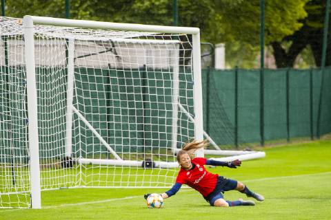 190605 Goalkeeper Cecilie Haustaker Fiskerstrand of Norway during a training session on June 5, 2019 in Reims Photo Fredrik Varfjell BILDBYRAN code FV 150252,  Copyright: FREDRIKxVARFJELL BB190605FV031