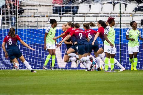 190608 Guro Reiten of Norway celebrates after scoring 1 0 during the FIFA Women s World Cup match between Norway and Nigeria on June 8, 2019 in Reims Photo Fredrik Varfjell BILDBYRAN kod FV 150256, Copyright: FREDRIKxVARFJELL BB190608FV092