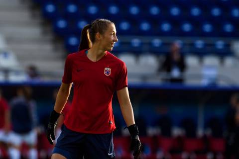190617 Goalkeeper Cecilie Haustaker Fiskerstrand of Norway during warm up ahead of the FIFA Womens World Cup match between South Korea and Norway on June 17, 2019 in Reims Photo Fredrik Varfjell IMAGE code FV 150266 bbeng football football football women lady women norway norway South Korea Republic of Korea Sor Korea Republic of Korea France France World Cup 2019 World Cup FIFA Womens World Cup 2019 South Korea,  Copyright: FREDRIKxVARFJELL BB190617FV011