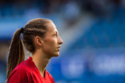 190627 Goalkeeper Cecilie Haustaker Fiskerstrand of Norway during hot up ahead of the FIFA World Cup match between Norway and England on June 27, 2019 in Le Havre Photo Fredrik Varfjell picture code code FV 150282 bbeng soccer football football women lady women norway norway England France France quarterfinal quarter finals World Cup 2019 World Championship FIFA Women s World Cup 2019,  Copyright: FREDRIKxVARFJELL BB190627FV013