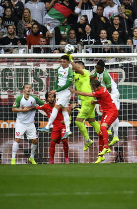 penalty area goal area goalkeeper Tomas Koubek FC Augsburg FC Augsburg FCA vs FC Bayern Munich FCB 19 10 2019 DFL REGULATIONS PROHIBIT ANY USE OF PHOTOGRAPHS AS IMAGE SEQUENCES AND OR QUASI VIDEO FC Augsburg FCA vs FC Bayern München FCB