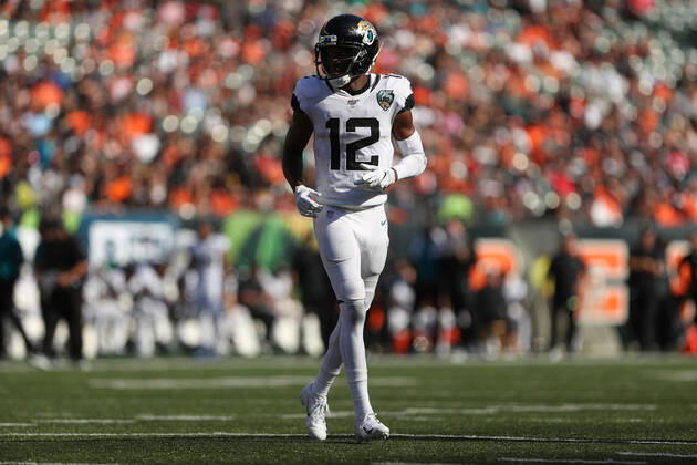 CINCINNATI, OH - OCTOBER 20: Jacksonville Jaguars wide receiver Dede Westbrook (12) lines up for a play during the game against the Jacksonville Jaguars and the Cincinnati Bengals on October 20th 2019, at Paul Brown Stadium in Cincinnati, OH. (Photo by Ian Johnson Icon Sportswire) NFL, American Football Herren, USA OCT 20 Jaguars at Bengals Icon191020084