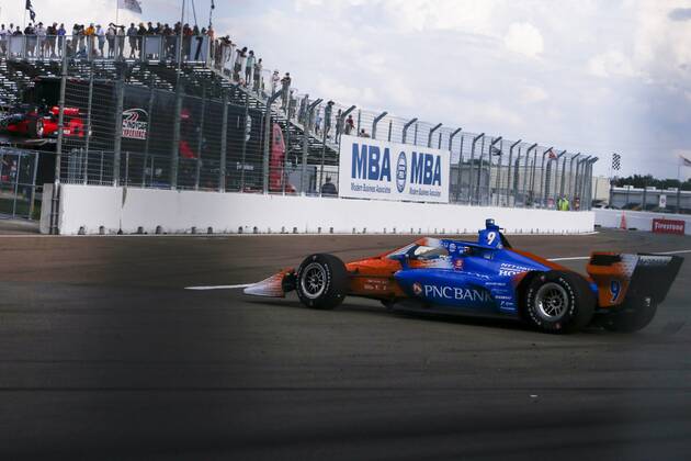 October 25, 2020, St. Petersburg, Florida, USA: IndyCar, Indy Car, IRL, USA 2020 Champion Chip Ganassi Racing driver Scott Dixon (9) of New Zealand, drives to the stage after completing the race on Sunday, October 25, 2020. St. Petersburg USA - ZUMAs70_ 0105861544st Copyright: xIvyxCeballox