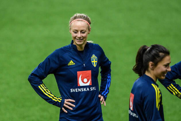 210406 Amanda Ilestedt of Sweden during a training session with the Swedish women s national football team on April 6, 2021 in Stockholm Photo Jesper Zerman BILDBYRAN COP 234 JZ0079 fotboll football soccer fotball women s national team practice bbeng dam women, Copyright: JESPERxZERMAN BB210406JZ062