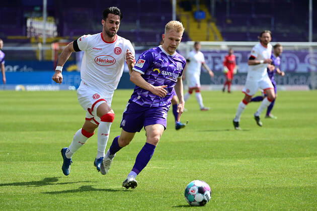 Fußball 2 Bundesliga 29 Spieltag VfL Osnabrück Fortuna Düsseldorf am 18 04 2020 im Stadion an der Bremer Brücke in Osnabrück Bryan Henning Osnabrück DFL regulations prohibit any use of photographs as image sequences and or quasi video xMNx