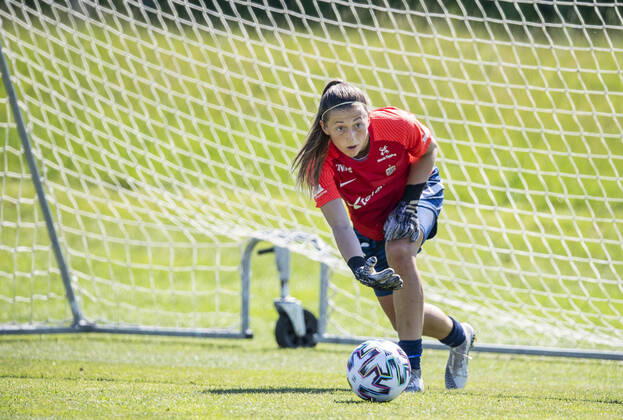 210608 Goalkeeper Cecilie Haustaker Fiskerstrand of the Norwegian womens national football team during a training session on June 8, 2021 in Borgholm Photo Suvad Mrkonjic BILDBYRAN COP 170 SM0076 fotboll football soccer fotball träning practice training norge norway dam bbeng, Copyright: SUVADxMRKONJIC BB210608SM060
