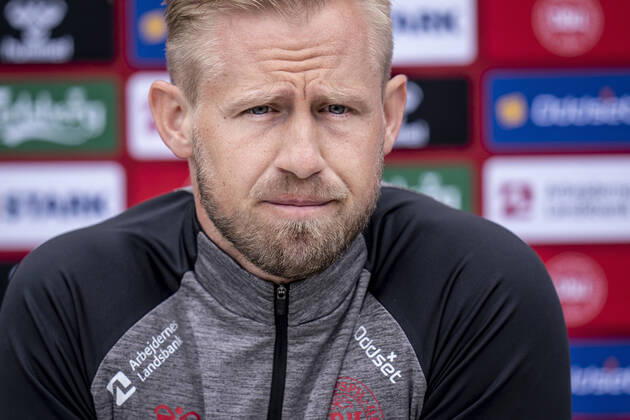 Kasper Schmeichel during mixed zone and training in Helsingoer, Monday 14 June 2021, Copenhagen Denmark  Copyright: Ritzau Scanpix LiselottexSabroex COP101 spdk20210614-121120-L