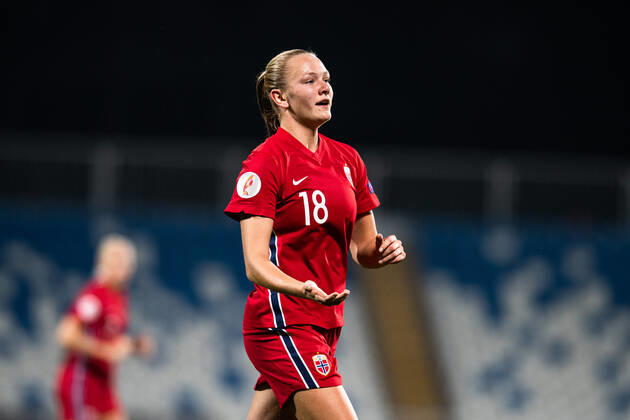 210921 Frida Maanum of Norway during the FIFA Womens World Cup Qualifier football match between Kosovo and Norway on September 21, 2021 in Pristina Photo Vegard Wivestad Grott BILDBYRAN code VG VG0172 bbeng football soccer football football fifa world cup qualifiers norway norway kosovo,  Copyright: VEGARDxWIVESTADxGRoTT BB210921VG029