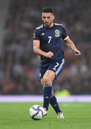 Glasgow, Scotland, 9th October 2021. John McGinn of Scotland during the FIFA World Cup, WM, Weltmeisterschaft, Fussball qualifiers match at Hampden Park, Glasgow. Picture credit should read: Neil Hanna Sportimage EDITORIAL USE ONLY. No use with unauthorised audio, video, data, fixture lists, club league logos or live services. Online in-match use limited to 120 images, no video emulation. No use in betting, games or single club league player publications. SPI-1226-0059