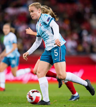 211021 Julie Blakstad of Norway during the FIFA Womens World Cup Qualifier football match between Poland and Norway on October 21, 2021 in Lodz Photo Vegard Wivestad Grott BILDBYRAN kod VG VG0187 bbeng fotball soccer football fotboll fifa world cup qualifiers vm qualification kvinnor vm kvalik landskamp dam norway norway poland polen, Copyright: VEGARDxWIVESTADxGRoTT BB211021VG059