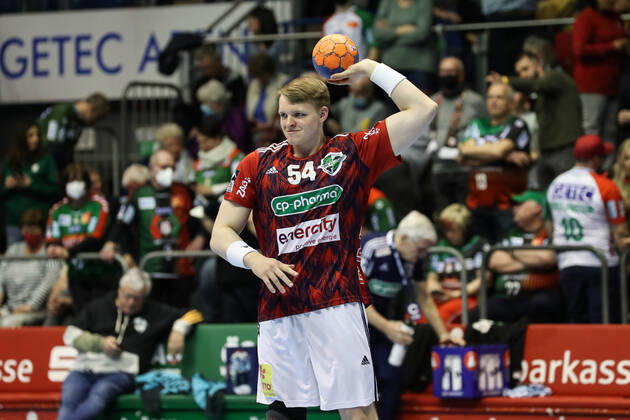 Justus Fischer TSV Hannover Burgdorf,54 Handball Bundesliga season 2021 2022 SC Magdeburg vs TSV Hannover Burgdorf in the GETEC Arena in Magdeburg single image,action,man,men,handball,Germany,31 03 2022