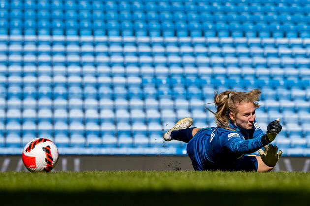 220405 Goalkeeper Sunniva Skoglund of the Norwegian women s national football team during a training session on April 5, 2022 in Oslo Photo Vegard Grott BILDBYRAN kod VG VG0259 bbeng fotboll football soccer fotball vm kval kval fifa women s world cup qualifier qualifier träning practice training training norge norway dam, Copyright: VEGARDxGRoTT BB220405VG042